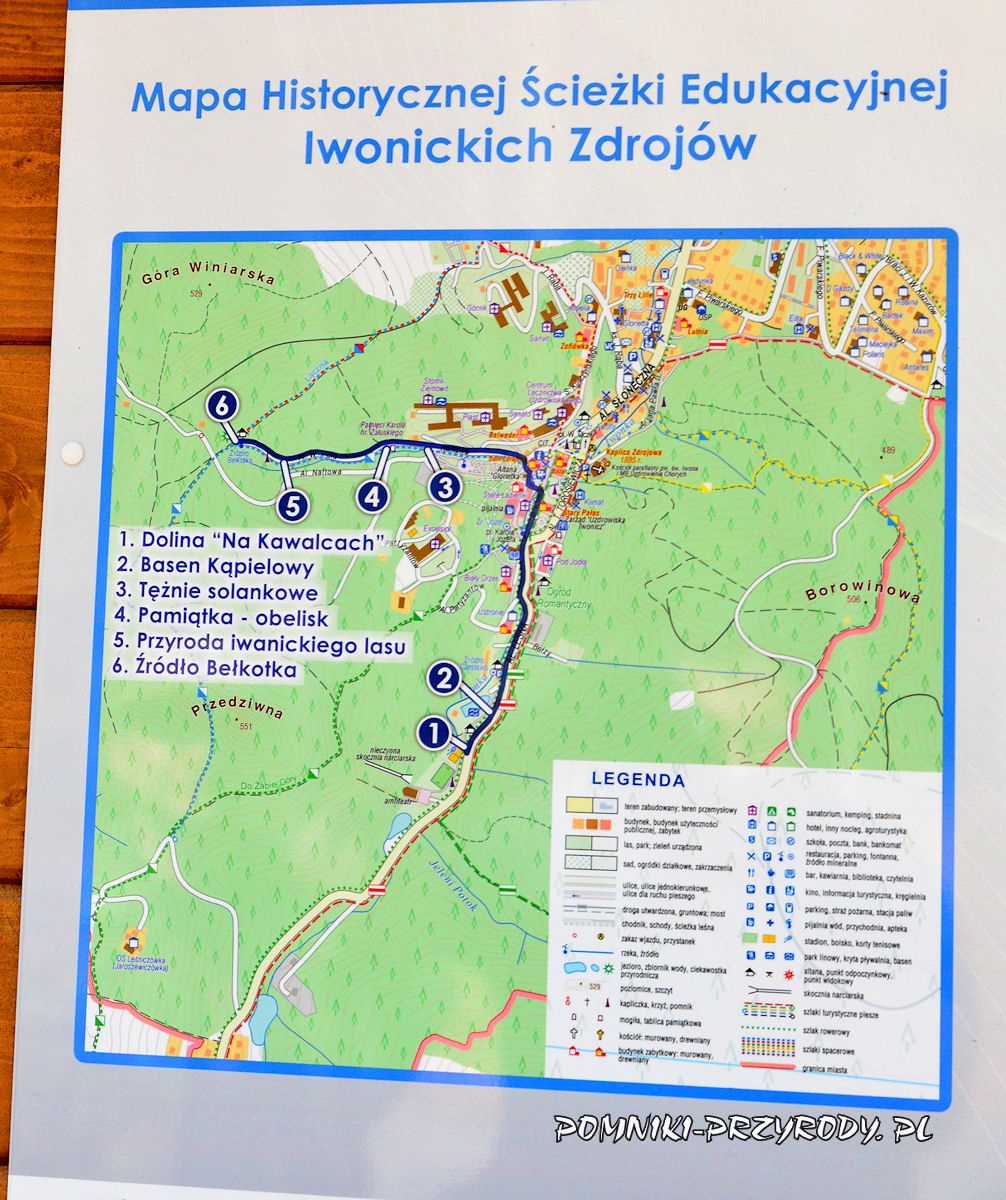 mapa ścieżki edukacyjnej w Iwoniczu - Zdroju