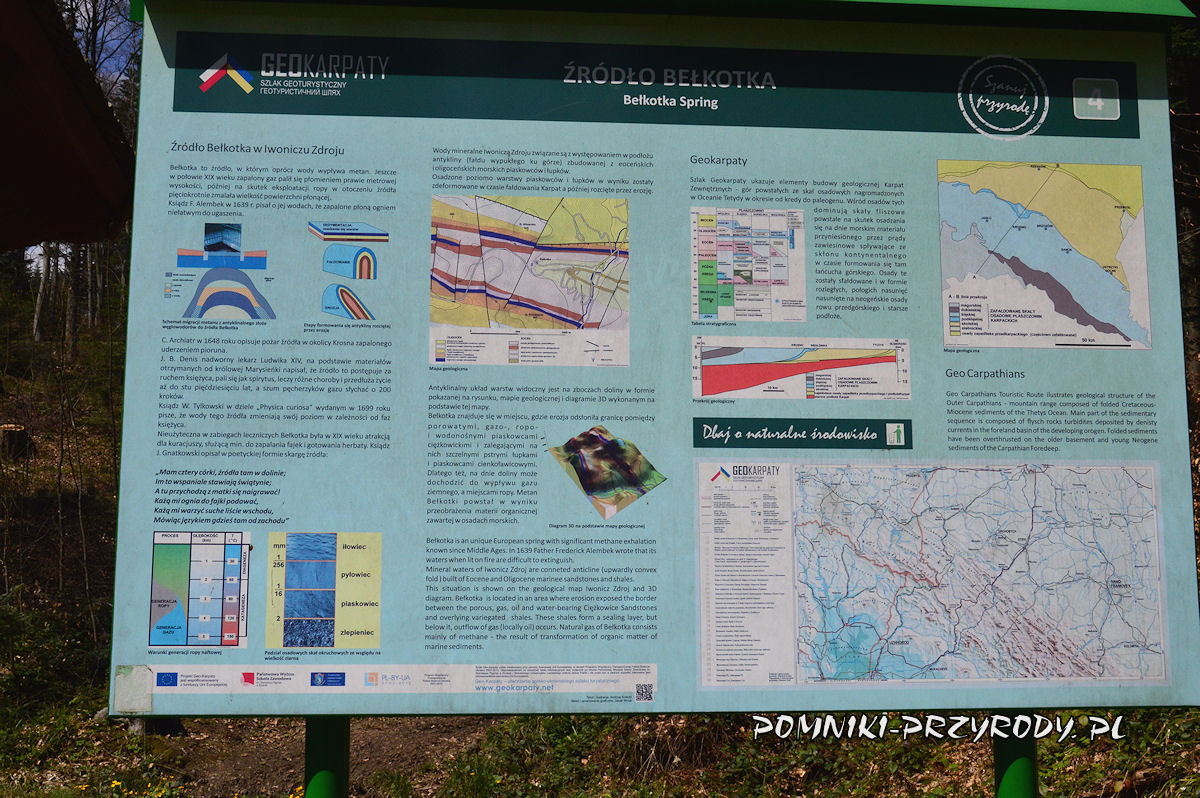 tablica szlaku geoturystycznego przy Bełkotce