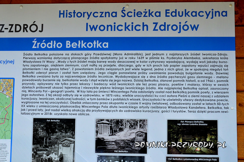 tekst tablicy edukacyjnej przy źródle Bełkotka